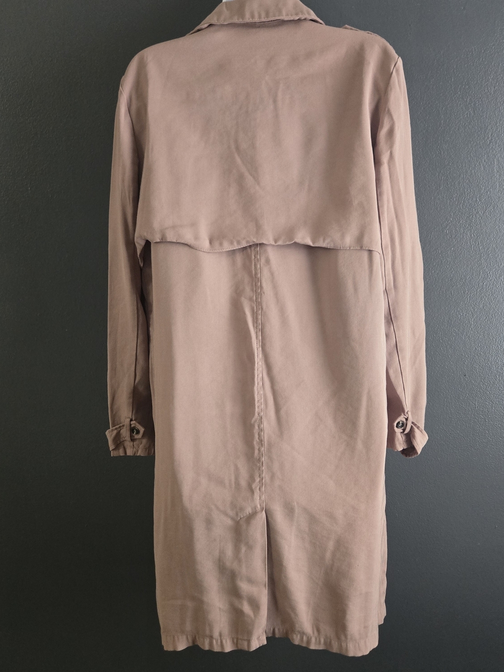 She + Sky Women’s Draped Lightweight Mauve Soft Utilitarian Trench Coat L - Picture 5 of 8